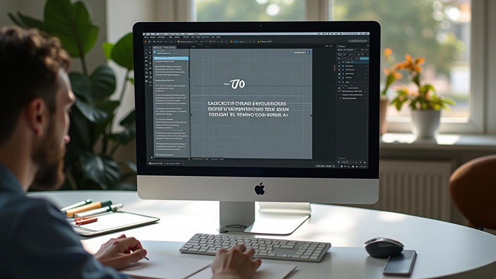 Mockup de interface de design mostrando diferentes posicionamentos de texto em composição cinematográfica com grade e linhas guia