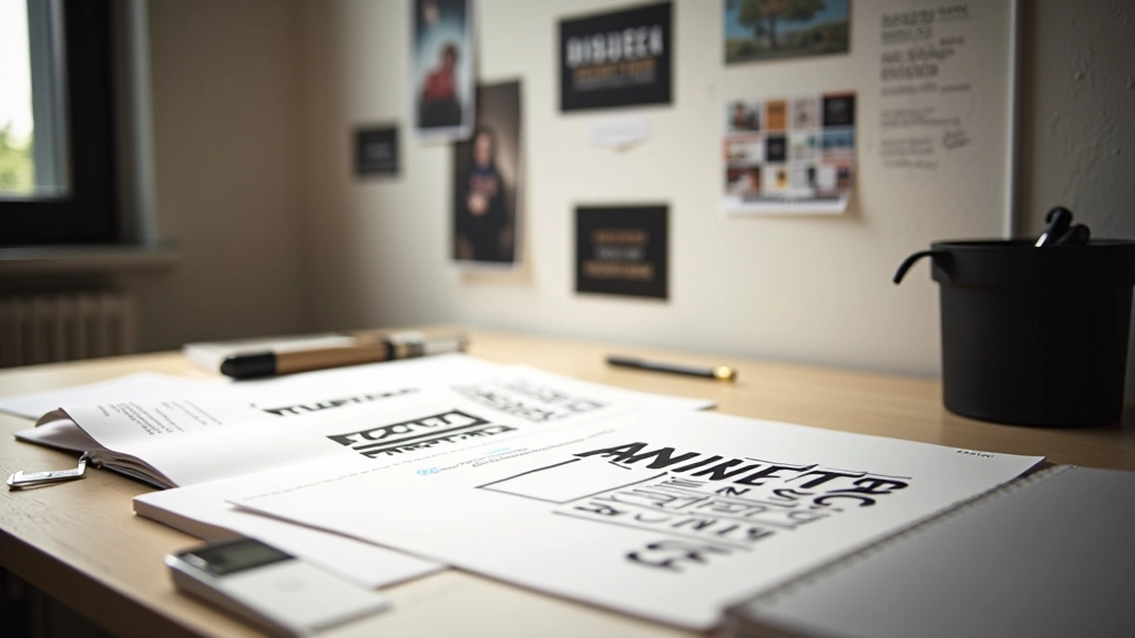 Workspace de design com sketches de layouts dinâmicos, anotações e referências de movimento visual